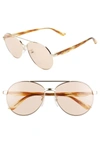 Balenciaga 59mm Aviator Sunglasses In Shiny Light Gold/ Brown