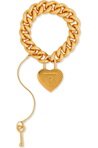 Balenciaga Heart Lock" Bracelet" In Gold