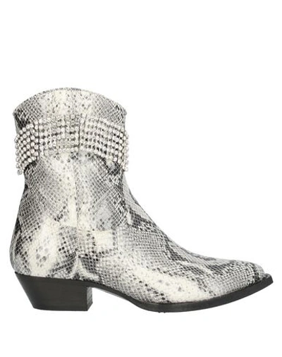 Chiara Ferragni Crystal Cowboy Boots In Light Grey