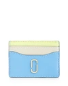 Marc Jacobs Snapshot Color-block Embossed Leather Card Case In Aquaria Multi/gold