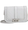 Rebecca Minkoff Love Small Chevron Quilted Leather Crossbody In Ice Grey