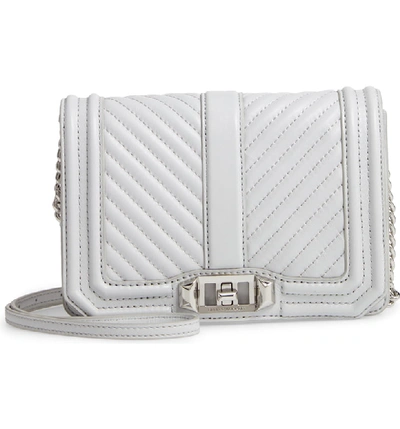 Rebecca Minkoff Love Small Chevron Quilted Leather Crossbody In Ice Grey