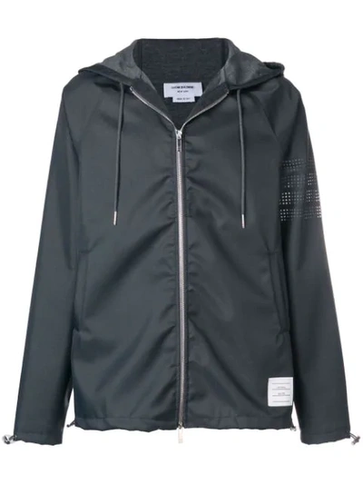 Thom Browne Perforated 4-bar Ripstop Parka In Grey