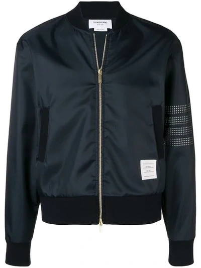 Thom Browne Perforated 4-bar Ripstop Bomber In Blue