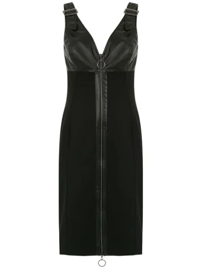 Tufi Duek Leather Panelled Dress In Black