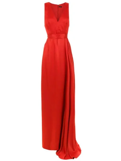 Tufi Duek V-neck Long Dress In Red