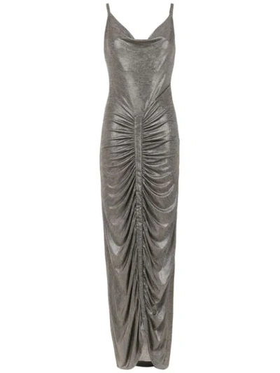 Tufi Duek Metallic Long Dress In Grey