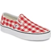 Vans Classic Slip-on Sneaker In Gingham Racing Red/ True White