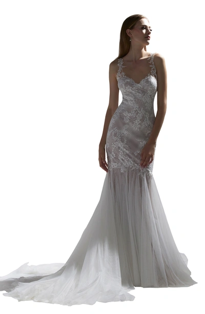 Watters Walcott Open Back Lace Wedding Dress In Ivory/ Sunkiss