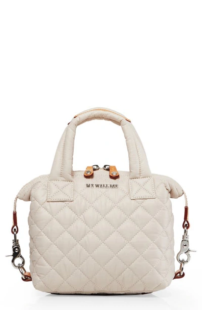 Mz Wallace Micro Sutton Tote In Mushroom Pink/gold