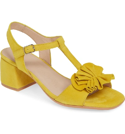 Wonders T-strap Sandal In Ante Lemon Suede