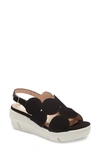Wonders Platform Sandal In Black Suede