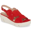 Wonders Platform Sandal In Ante Rojo Suede