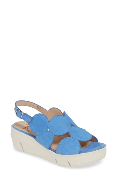 Wonders Platform Sandal In Ante Blue Suede