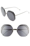 Fendi Hexagonal Sparkle-rimmed Metal Sunglasses In Silver/ Grey