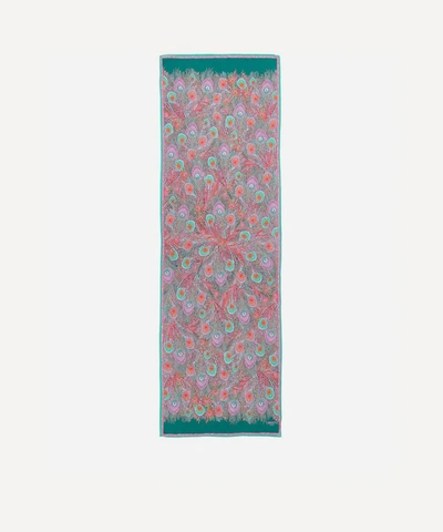 Liberty London Hera Long Silk Scarf In Green