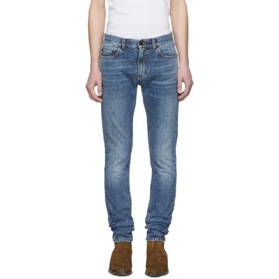 Saint Laurent Mid-rise Skinny Jeans In 4033usmedbl