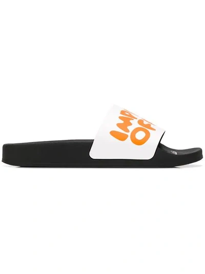 Off white Men s Impressionism Slider Sandals White In 0119 White orange ModeSens