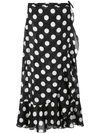 Rixo London Polka Dots Midi Skirt In Black