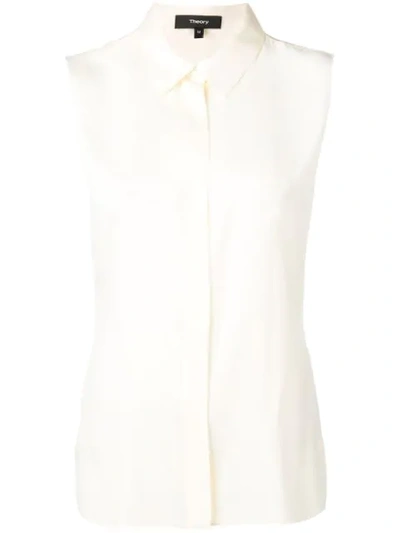 Theory Classic Sleeveless Shirt In White