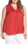 Vince Camuto V-neck Rumple Blouse In Coral Sunset