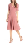 Gal Meets Glam Collection Edith City Crepe Fit & Flare Midi Dress In Uptown Pink