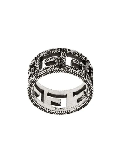 Gucci Ring With Square G Motif In Silver