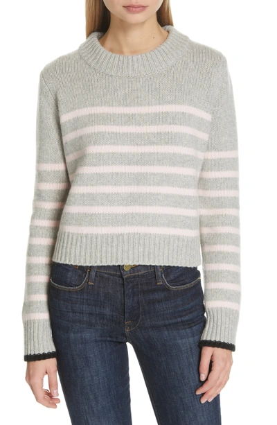 La Ligne Mini Maren Wool & Cashmere Sweater In Grey Marle/ Pink/ Black