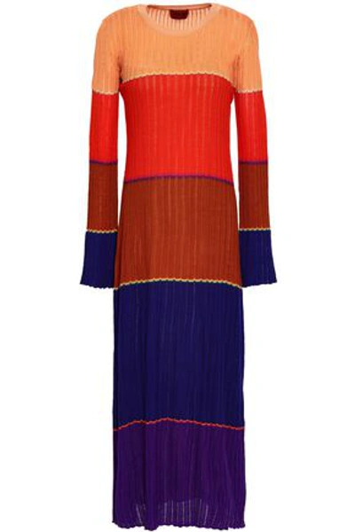 Missoni Woman Color-block Wool-blend Midi Dress Bright Orange