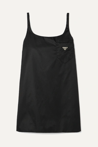 Prada Patch-pocket Technical-satin Mini Dress In  Black