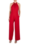 Julia Jordan Sleeveless Halter Neck Jumpsuit In Red