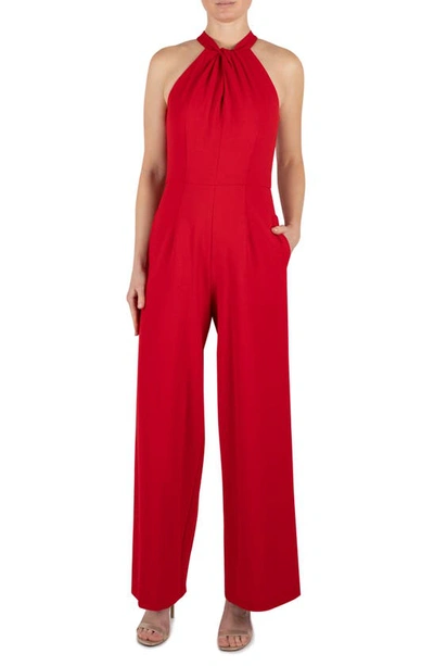 Julia Jordan Sleeveless Halter Neck Jumpsuit In Red