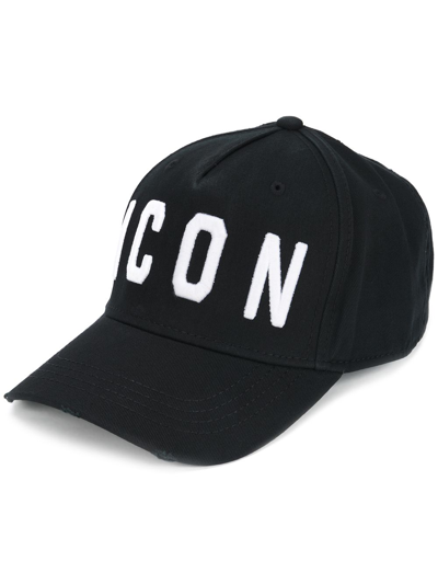 Dsquared2 Be Icon Embroidered Baseball Cap In Black