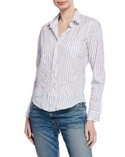 Frank & Eileen Striped Long-sleeve Button-down Cotton Shirt In Blue