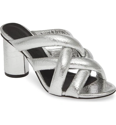 Rebecca Minkoff Women's Amandine High-heel Slide Sandals In Silver Metallic Faux Leather