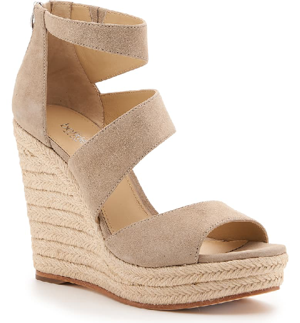 taupe suede wedges