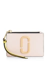 Marc Jacobs Top Zip Leather Multi Card Case In Blush Multi/gold