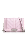 Rebecca Minkoff Love Small Chevron Quilted Leather Crossbody In Light Orchid/silver