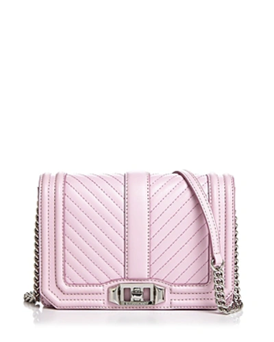 Rebecca Minkoff Love Small Chevron Quilted Leather Crossbody In Light Orchid/silver