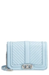 Rebecca Minkoff Love Small Chevron Quilted Leather Crossbody In Powder Blue