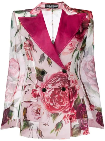 Dolce & Gabbana Peony-print Silk Organza Jacket In Floral Print