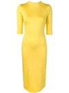 Alice And Olivia Delora Fitted Mock-neck Midi Dress In Canary