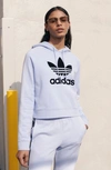 Adidas Originals Crop Hoodie In Dark Blue