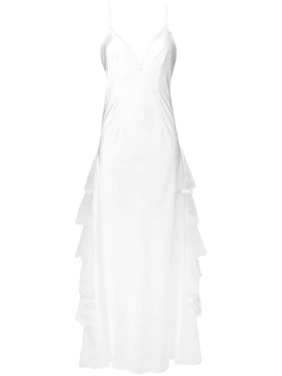 Antonio Marras Silk Satin Dress W/tulle & Lace Details In White