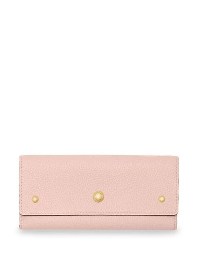 Burberry Grainy Leather Continental Wallet In Pink