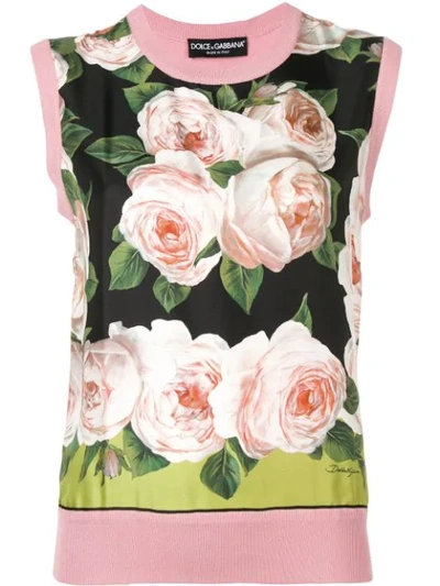 Dolce & Gabbana Floral Print Knitted Top In Pink