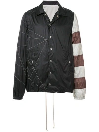 Rick Owens Embroidered Striped Shell Jacket In Black