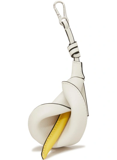 Loewe Calla Textured-leather Bag Charm In Soft White