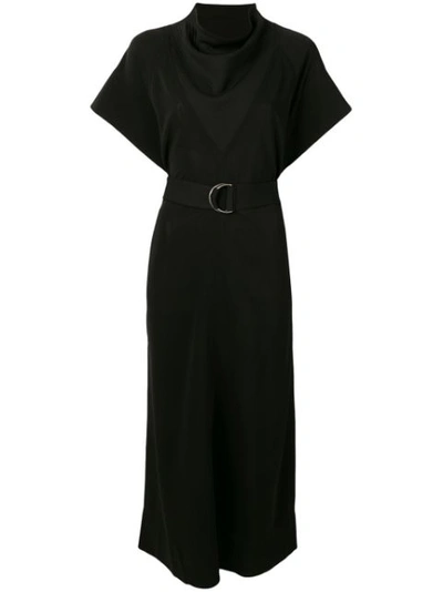 Givenchy Topstitch Jersey A-line Midi Dress In Black