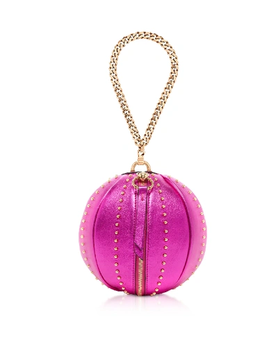 Balmain Mini Moon Metallic Lambskin Ball Minaudiere - Pink In Rose Fushia